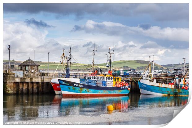 Fishing Boats in Padstow Harbour Print by Graham Prentice