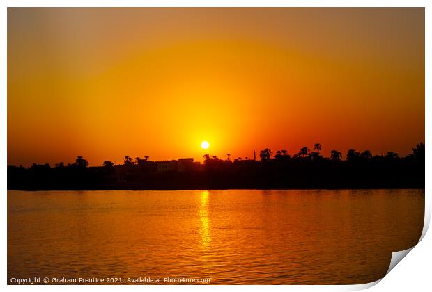 Sunset Over The River Nile Print by Graham Prentice