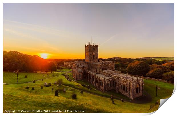 St David's Cathedral at Sunset Print by Graham Prentice