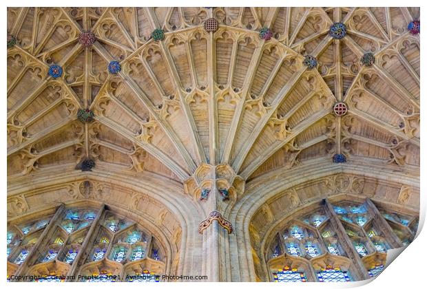 Fan Vaulted Ceiling in Sherborne Abbey Print by Graham Prentice