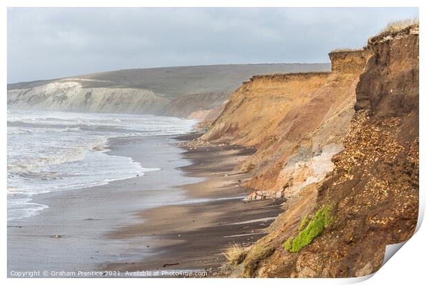 Compton Bay in Stormy Weather Print by Graham Prentice