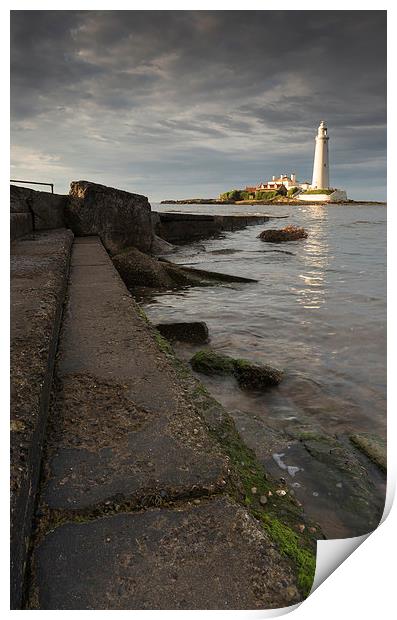 Steps of St marys lighthouse Print by Richard Armstrong