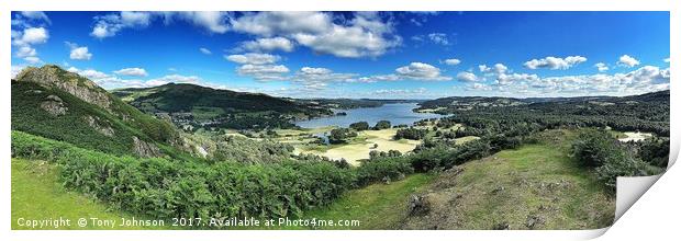 Lake Windermere From Todd Crag Print by Tony Johnson