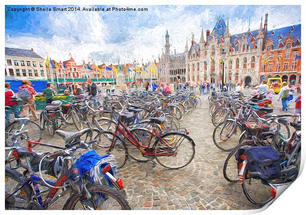 Bicycles in Brugge, Belgium Print by Sheila Smart