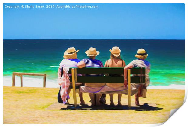 Four ladies at the beach Print by Sheila Smart