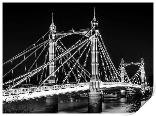  Albert Bridge in Black and White Print by LensLight Traveler