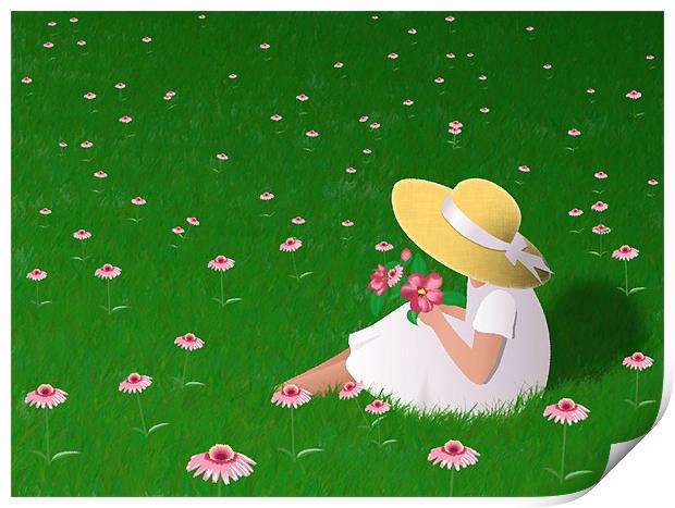 Girl In Grass Print by Lidiya Drabchuk