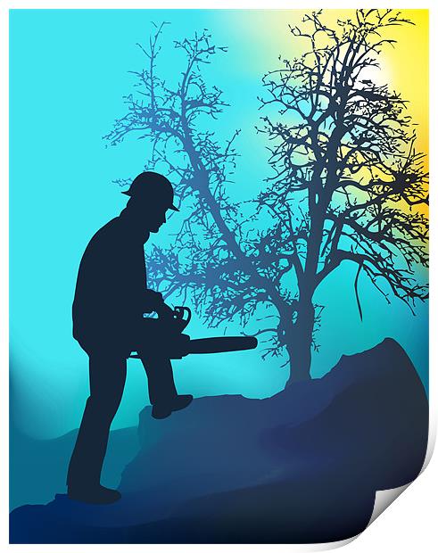 Landscape Worker Print by Lidiya Drabchuk