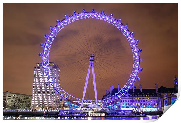 The London Eye Print by Diane Griffiths