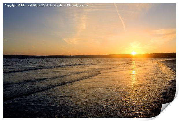  Sunset Across Mounts Bay Print by Diane Griffiths