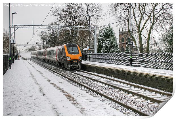 Snowy Penkridge Train Station Print by Diane Griffiths