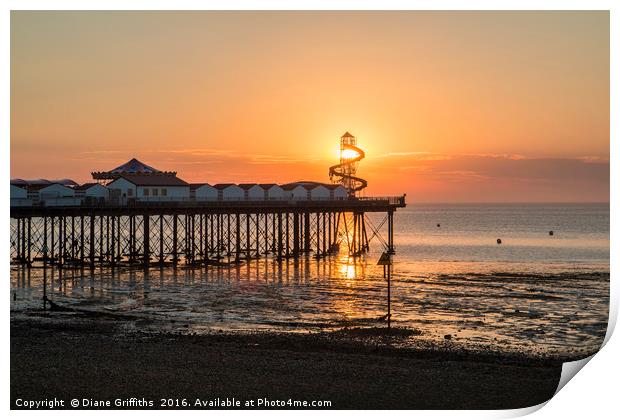 Herne Bay Pier Sunset Print by Diane Griffiths