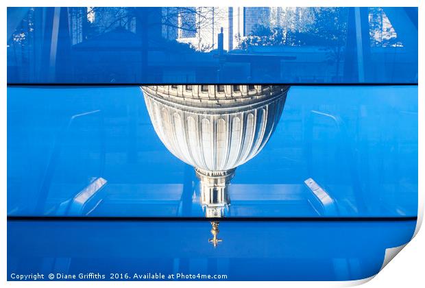 St Paul's Cathedral Reflection Print by Diane Griffiths