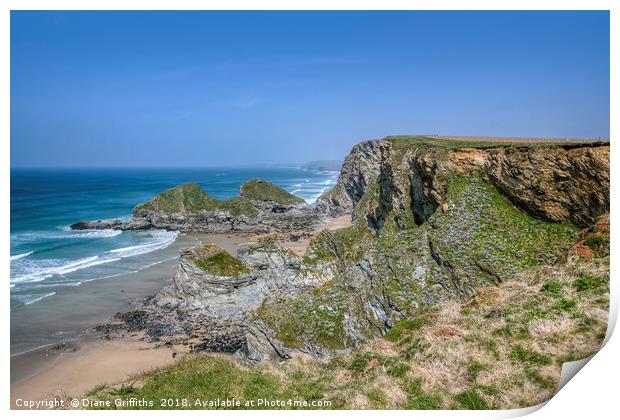 North Cornwall Coast near Porth Print by Diane Griffiths