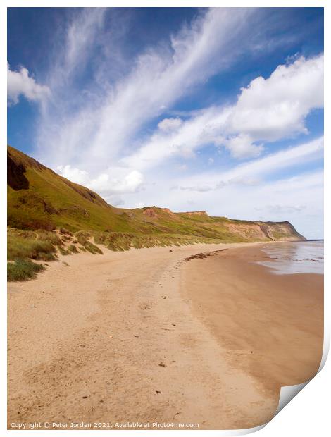 Cattersty Sands beach at Skinningrove Cleveland UK Print by Peter Jordan