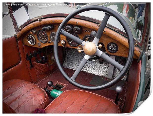  Vintage Bentley Car Cockpit Print by Peter Jordan