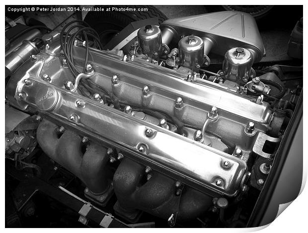  E-Type Jaguar Sports Car Engine Print by Peter Jordan
