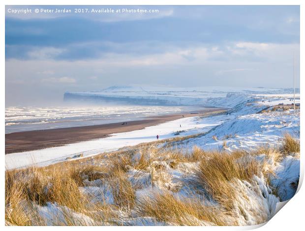 Beach at Marske by the Sea Cleveland North Yorkshi Print by Peter Jordan