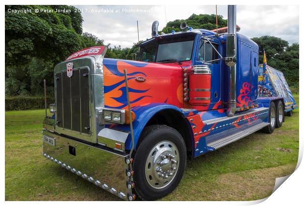 An American Peterbilt 379 truck used by a circus Print by Peter Jordan