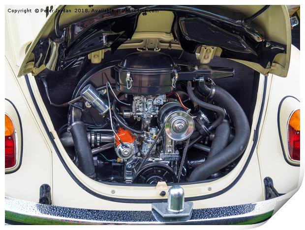 Immaculately clean engine compartment of a traditi Print by Peter Jordan