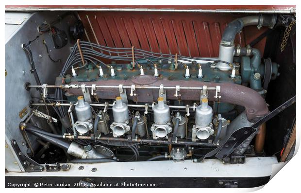 Engine Compartment of a 1935 8-cylinder Railton Sp Print by Peter Jordan