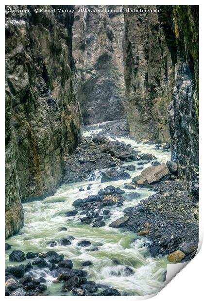 Melt-water River in Glacial Gorge, Switzerland Print by Robert Murray