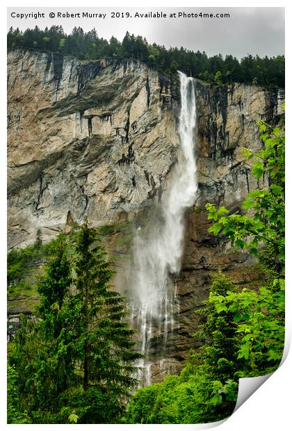 Staubbach Waterfall, Lauterbrunnen, Switzerland Print by Robert Murray
