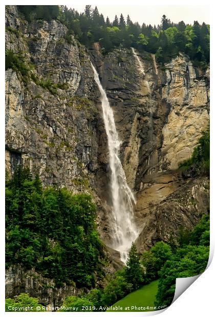  Waterfall, Lauterbrunnen Valley, Switzerland. Print by Robert Murray