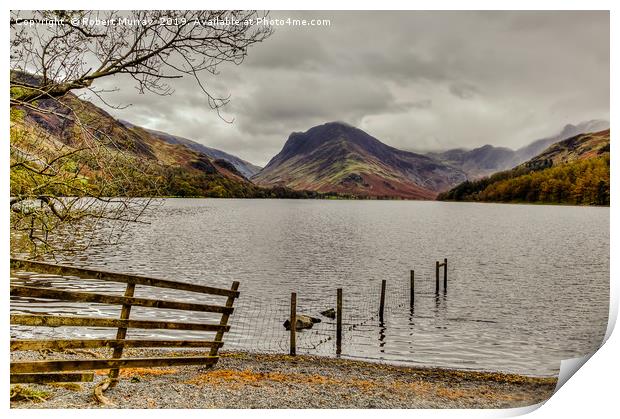Fence Line into Buttermere Lake Print by Robert Murray