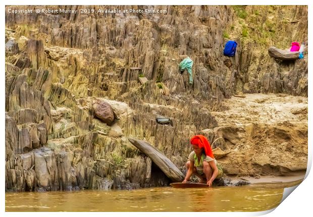 Panning for Gold on the Mekong River Print by Robert Murray