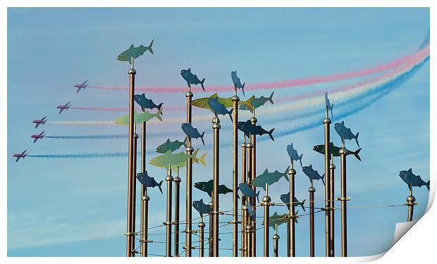  Red Arrows and Public Art Print by Andy Heap