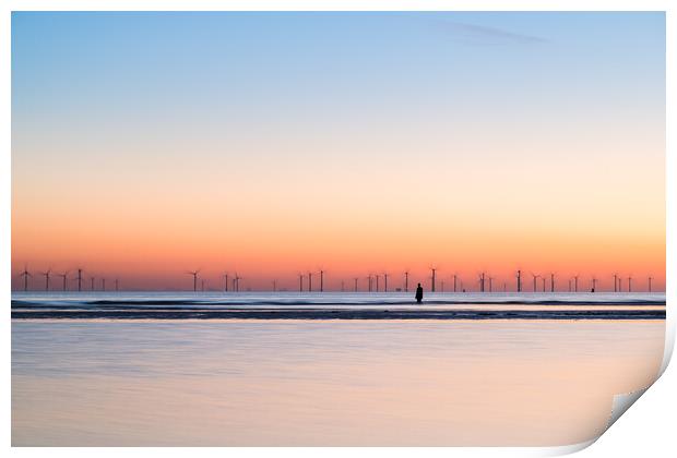 Iron Man watches the spinning wind turbines Print by Jason Wells