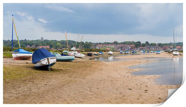 Boats at low tide by Blakeney Quay Print by Jason Wells