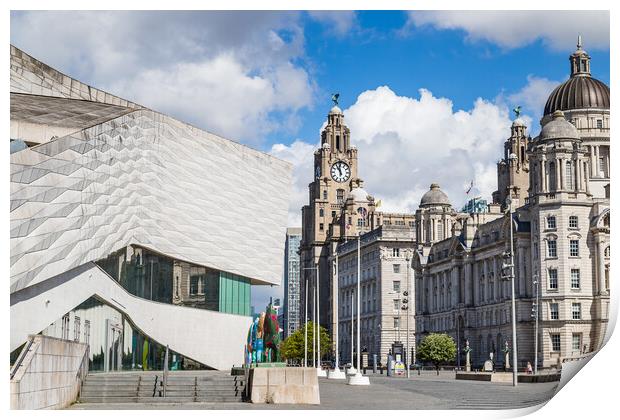 Museum of Liverpool next to the Three Graces Print by Jason Wells