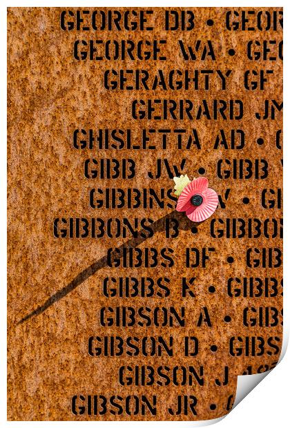 Poppy casting a shadow over names Print by Jason Wells