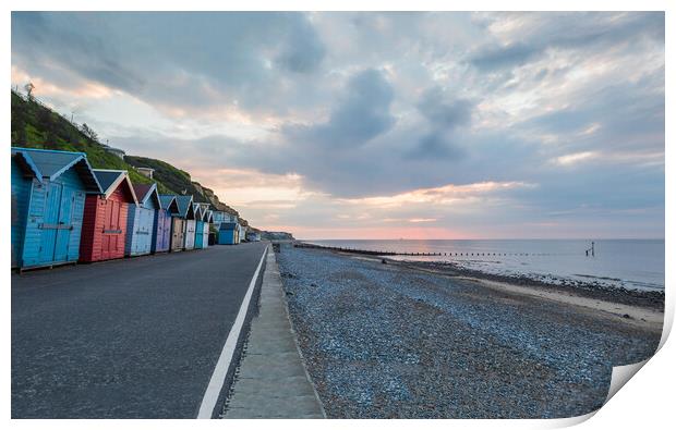 Beach huts along the Cromer seafront Print by Jason Wells