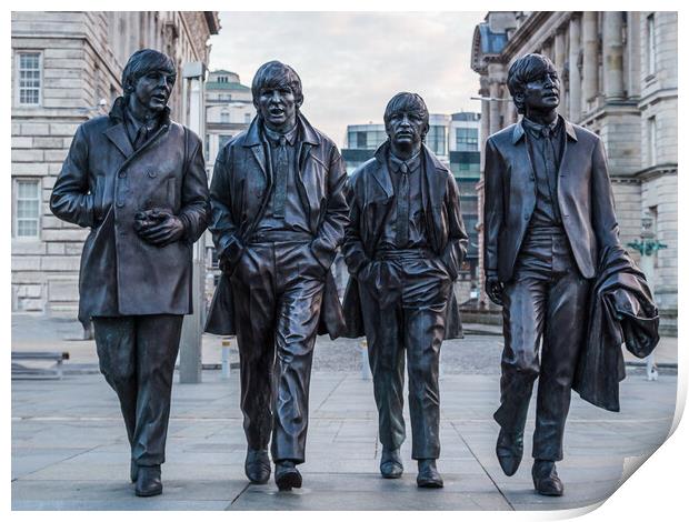 Beatles statue on the Liverpool waterfront Print by Jason Wells