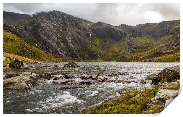 Water running from Lake Idwal Print by Jason Wells