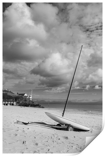 Sailing boat on Abersoch beach Print by Jason Wells