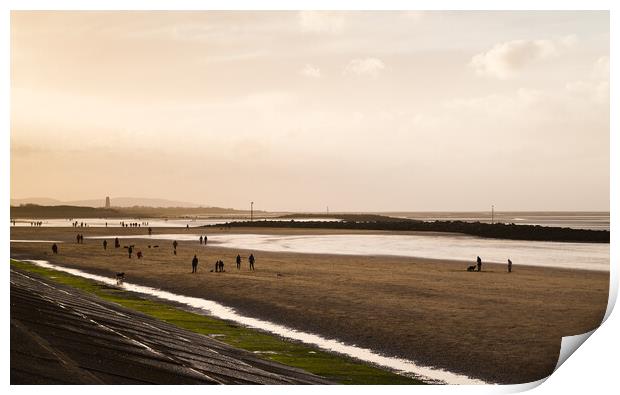 Leasowe Beach at low tide Print by Jason Wells
