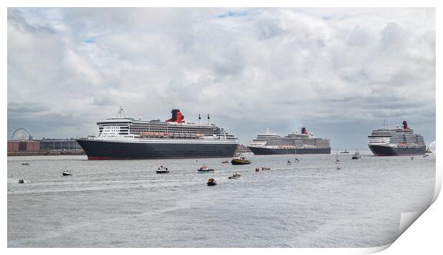 Three queens manoeuvre on the River Mersey Print by Jason Wells