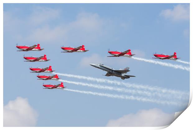 Swiss Air Force F/A-18C Hornet and PC-7 Aerobatic team Print by Jason Wells