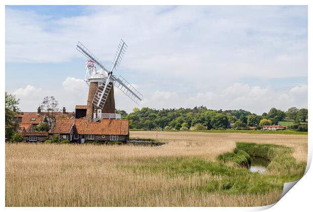 Cley Windmill behind the wetlands Print by Jason Wells