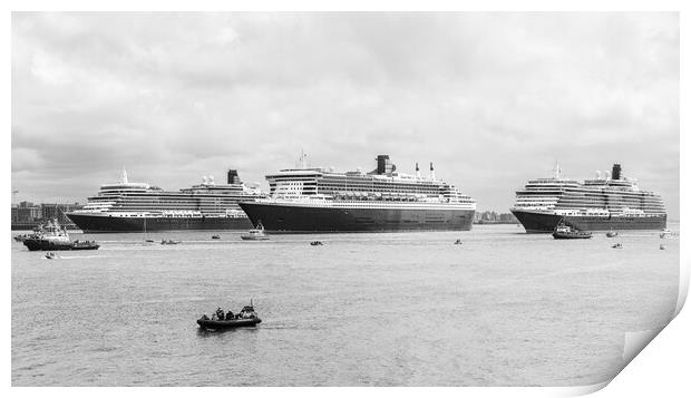 Three Queens line up on the River Mersey Print by Jason Wells