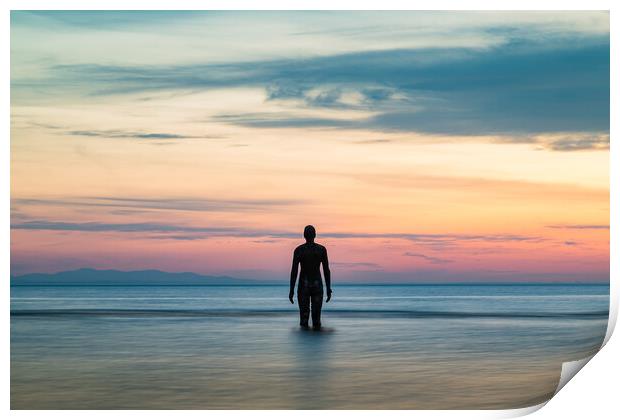 Tranquility at dusk on Crosby beach Print by Jason Wells