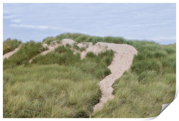 Foot prints over Formby sand dunes Print by Jason Wells