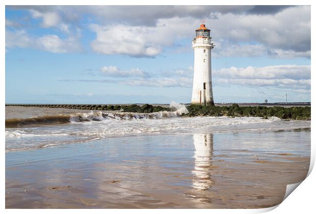 Reflections of New Brighton Lighthouse Print by Jason Wells