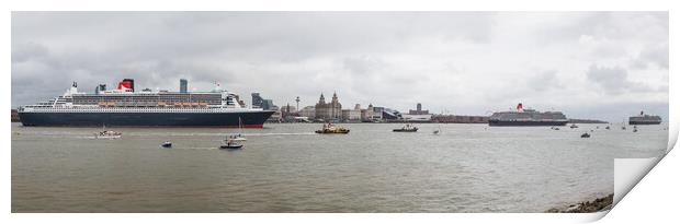 Cunard fleet meeting on the River Mersey Print by Jason Wells