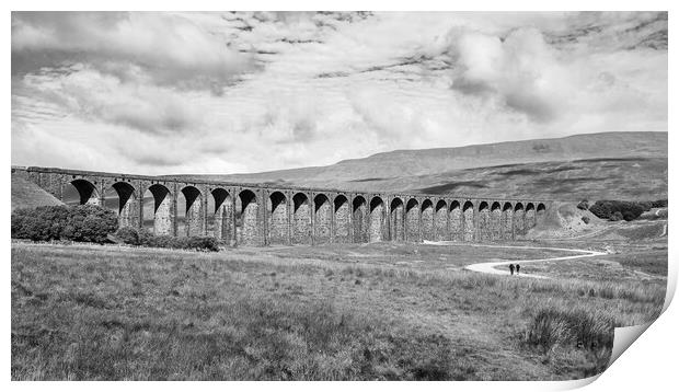 Ribblehead Viaduct in black and white Print by Jason Wells