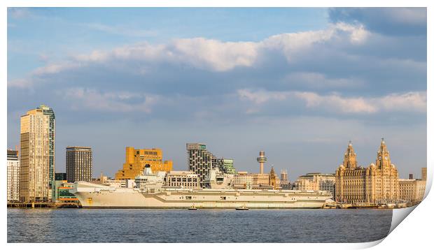 HMS Queen Elizabeth before dusk Print by Jason Wells